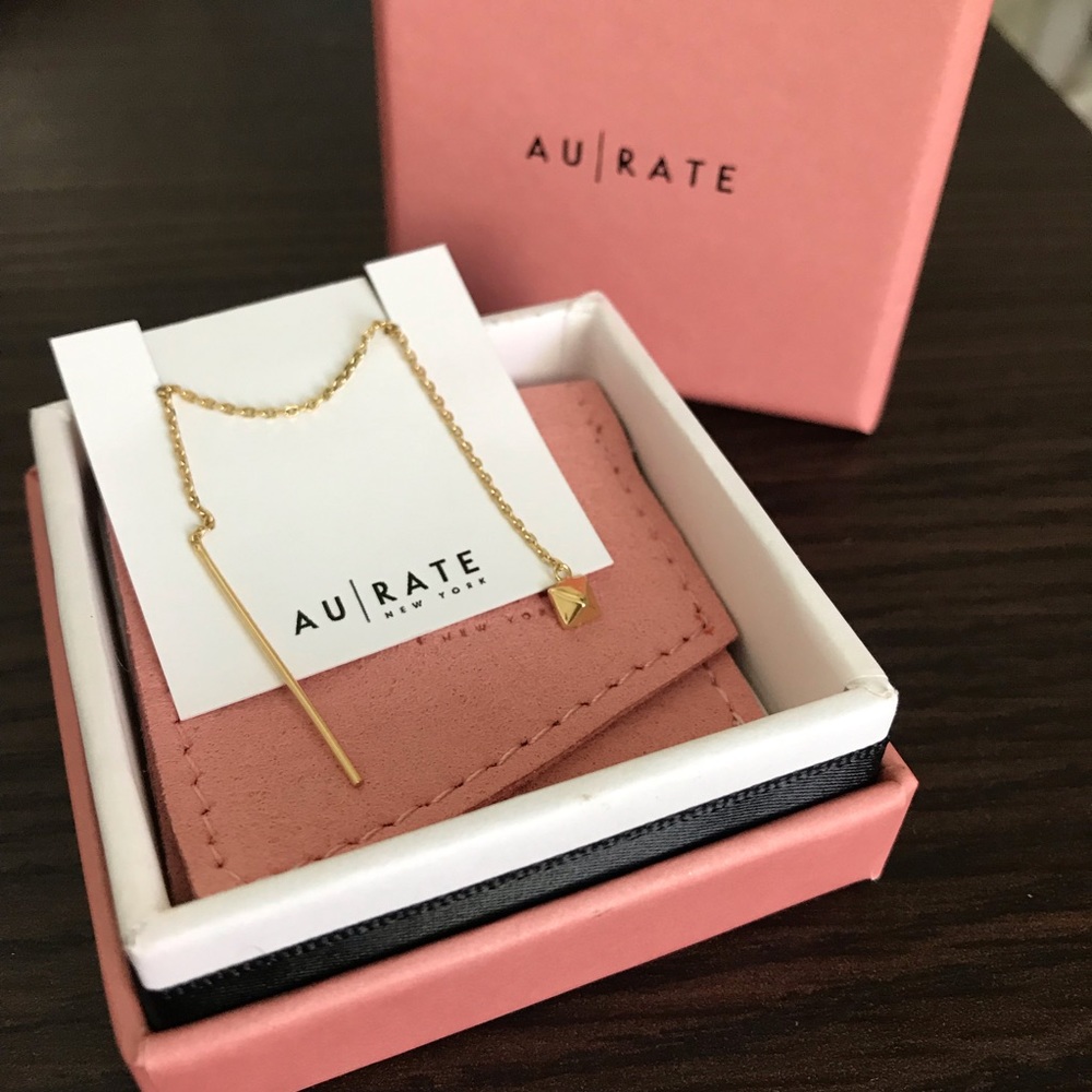 AU|RATE New York 14K Gold Threader Chain Earring